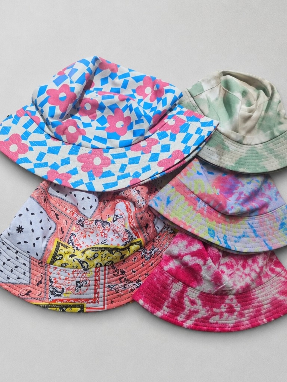 Colorful Tie-Dye & Pattern Bucket Hat Pink, Blue, Green, Coral, Multicolor - Picture 2 of 2